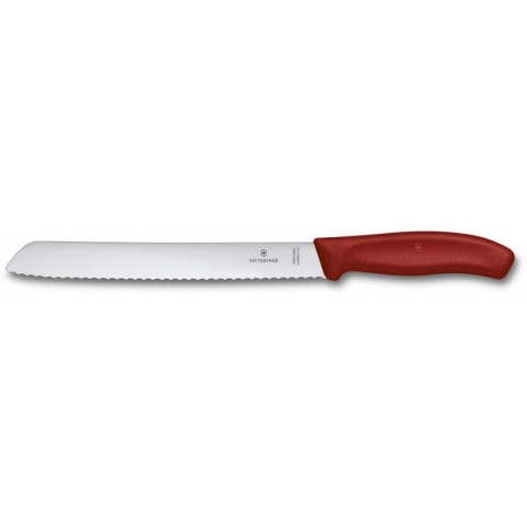 Кухонний ніж Victorinox SwissClassic Bread лезо 21см хвил. для хліба з черв. ручкою (блістер)
