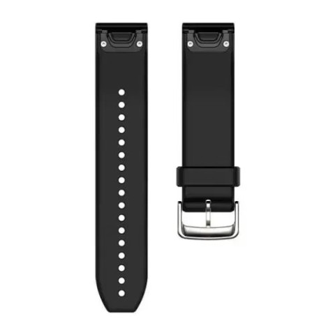Ремешки для часов Garmin QuickFit 22 силиконовые, черные с серебристой фурнитурой