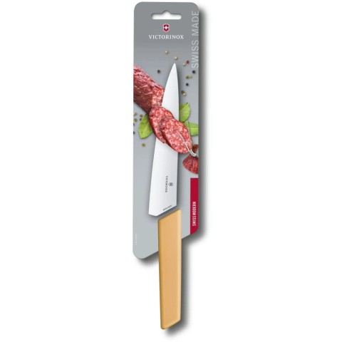 Кухонний ніж Victorinox Swiss Modern Carving лезо 19см з жовт. ручкою (блістер)