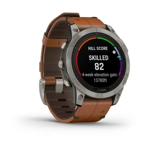 Смарт-годинник Garmin fenix 7 Pro Sapphire Solar Edition титановий з каштановим шкіряним ремінцем