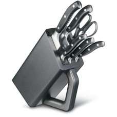 Набір кухонний Victorinox Grand Maitre Сhef's Cutlery Block 6шт з чорн. ручкою з підставкою (5 ножів, ножиці)