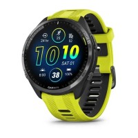 Смарт-годинник Garmin Forerunner 965 з карбоново-сірим титановим безелем, чорним корпусом та жовтим/чорним силіконовим ремінцем