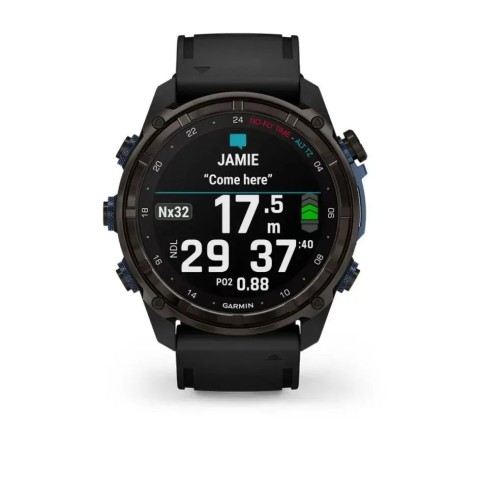 Смарт-годинник Garmin Descent Mk3i (51 мм) карбоново-сірий DLC титановий з чорним силіконовим ремінцем