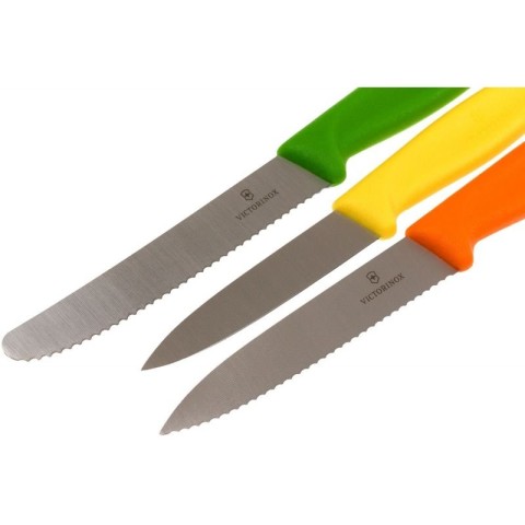 Набір кухонний Victorinox SwissClassic Paring Set 3 ножа з черв,помар,зел. ручкою (8,10,11см) у подар.упак.