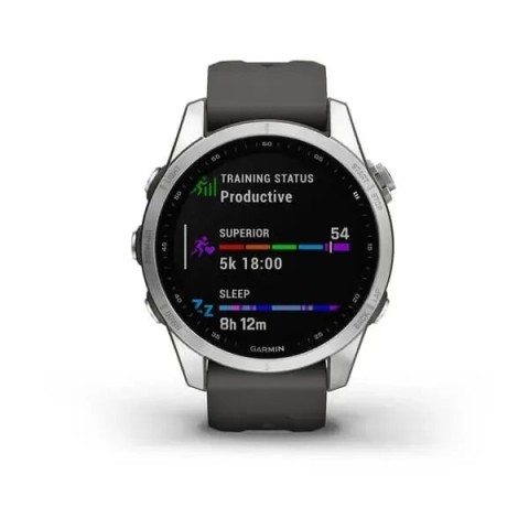 Смарт-часы Garmin fenix 7S серебристые с ремешком графитового цвета