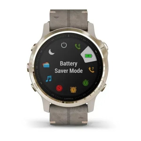 Смарт-годинник Garmin fenix 6S Pro Sapphire золотистий з сірим шкіряним ремінцем