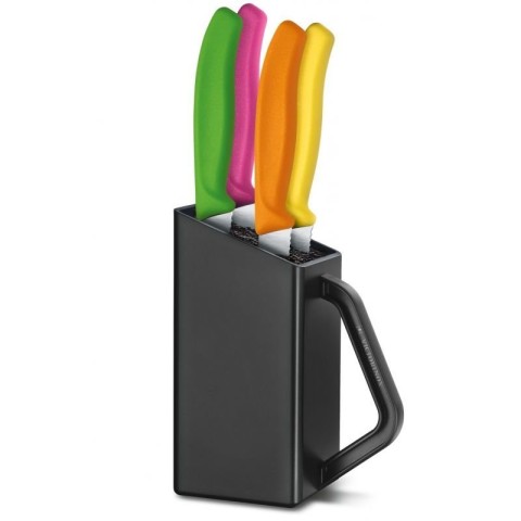 Набір кухонний Victorinox SwissClassic Cutlery Block Steak&Pizza 4шт з кольор. ручками з підставкою