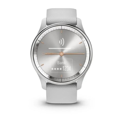 Смарт-годинник Garmin vivomove Trend із сріблястим сталевим безелем, сірими корпусом та ремінцем