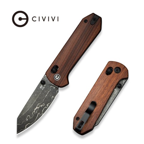 Ніж складаний кишеньковий Civivi Yonder, (7.3 см) Damascus / Guibourtia Wood