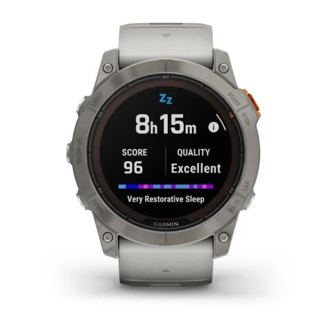 Смарт-годинник Garmin fenix 7X Pro Sapphire Solar Edition титановий з туманно-сірим/темно-помаранчевим ремінцем