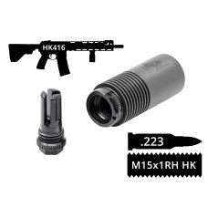 Задня частина AFTactical BS44-SLA-FH з швидкоз’ємом SLA та полум’ягасником, .223 (5.56мм), 15x1 Rh HK, Heckler & Koch HK416 | MR223