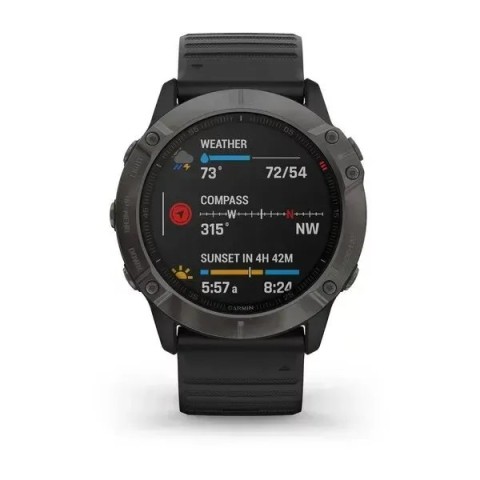 Смарт-часы Garmin fenix 6X Sapphire Edition серые DLC с черным ремешком