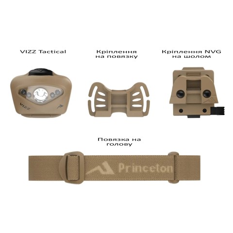 Фонарь налобный Princeton Tec Vizz Tactical MPLS, 550 Lumens ц:tan