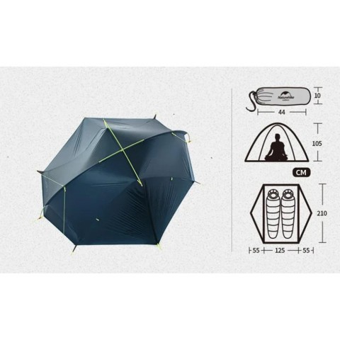 Намет двомісний Naturehike Tagar NH17T180-J, темний блакитний