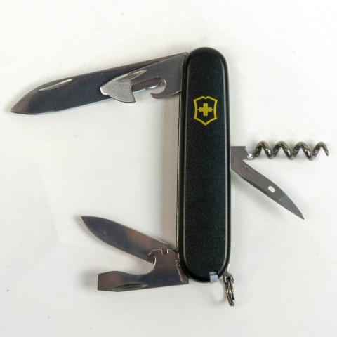 Ніж Victorinox Spartan Mat 91мм,12функ,чорн.мат,штоп,жовт.лого