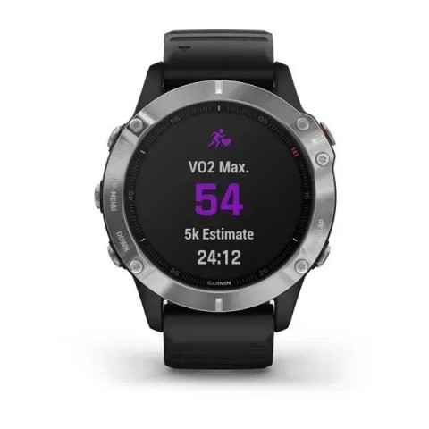 Смарт-часы Garmin fenix 6 серебристые с черным ремешком