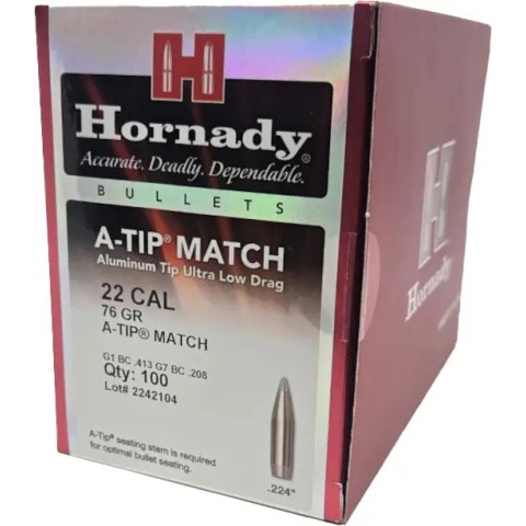 Пуля Hornady A-TIP Match кал. 224 масса 76 гр (4,93 г) 100 шт