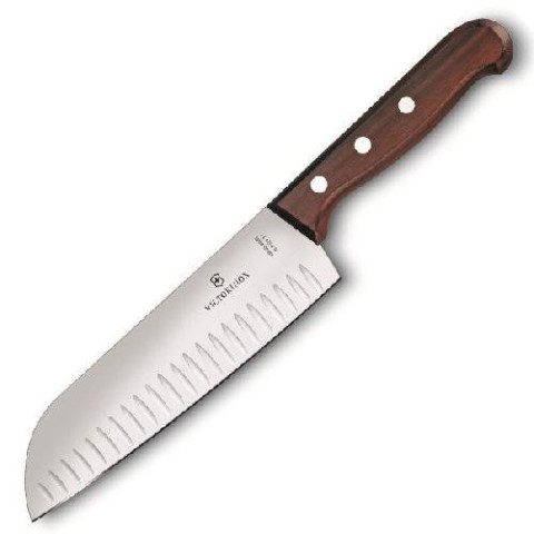 Кухонний ніж Victorinox Wood Santoku лезо 17см ріфл. з дерев. ручкою у подар.упак.