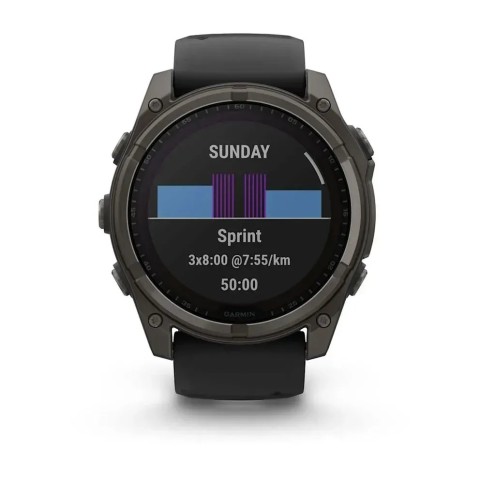 Смарт-годинник Garmin fenix 8 (51 мм) Sapphire Solar карбоново-сірий DLC титан чорний/гравійно-сірий