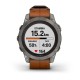 Смарт-часы Garmin fenix 7 Pro Sapphire Solar Edition титановые с каштановым кожаным ремешком