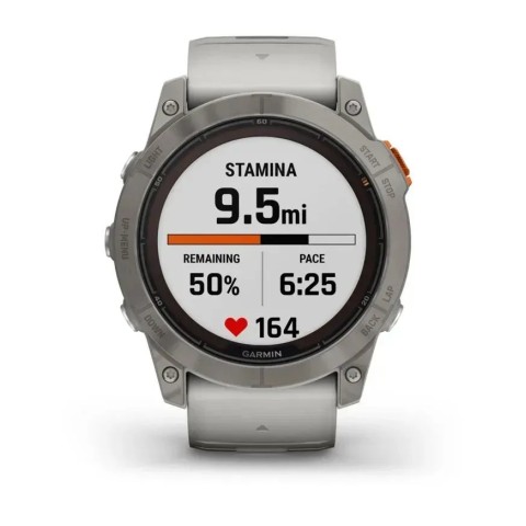 Смарт-годинник Garmin fenix 7X Pro Sapphire Solar Edition титановий з туманно-сірим/темно-помаранчевим ремінцем