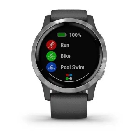Смарт-годинник Garmin vivoactive 4 сірий зі сріблястим безелем