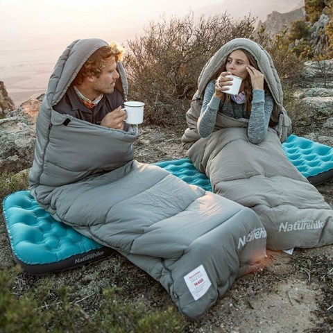 Спальник з капюшоном із звичайним мішком для зберігання Naturehike M400 CNK2350WS023, (1°C), правий, зелений