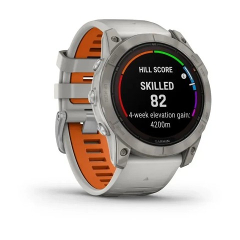Смарт-часы Garmin fenix 7X Pro Sapphire Solar Edition титановые с туманно-серым/темно-оранжевым ремешком