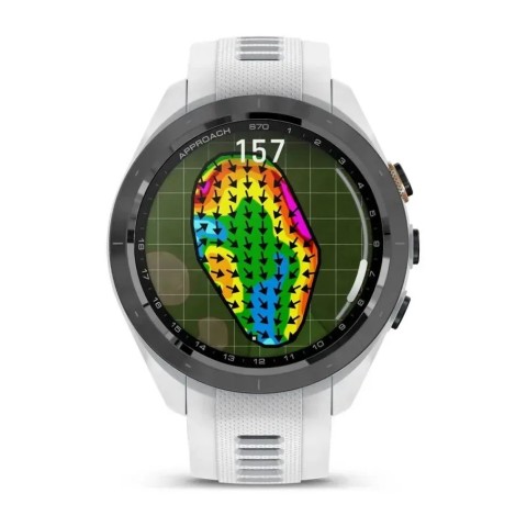 Смарт-годинник Garmin Approach S70 (42 мм) з чорним керамічним безелем та білим ремінцем