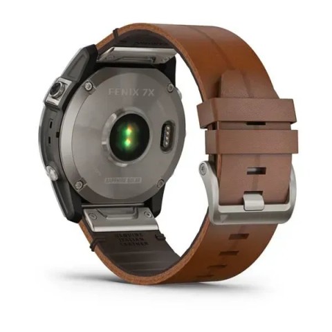 Смарт-годинник Garmin fenix 7X Sapphire Solar титановий з каштановим шкіряним ремінцем