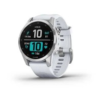 Смарт-годинник Garmin fenix 7S сріблястий з ремінцем кольору білого каменю