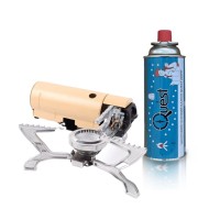 Набір Газовий пальник BRS-99 + Газовий балон цанговий бутановий Quest, 220гр