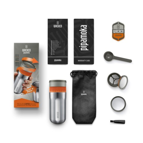 Портативна еспресо-кавоварка Wacaco Nanopresso сіра, механічна, для меленої кави