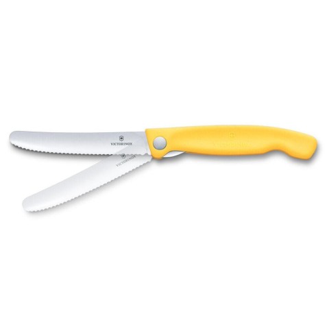 Нож кухонный складной Victorinox SwissClassic 11 см, серрейтор, скругленный, желтый