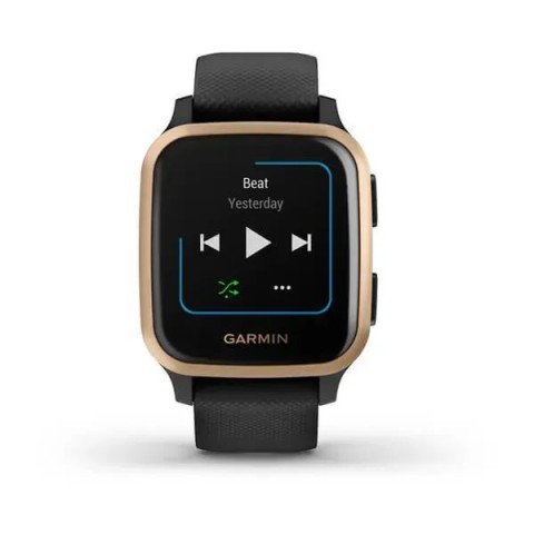 Смарт-годинник Garmin Venu Sq Music Edition чорний з рожево-золотистим безелем