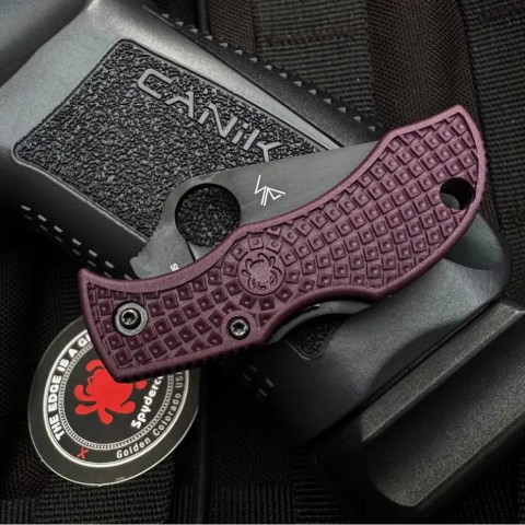 Ніж Spyderco Manbug Black Blade, Micro-Melt PD#1, FRN burgundy