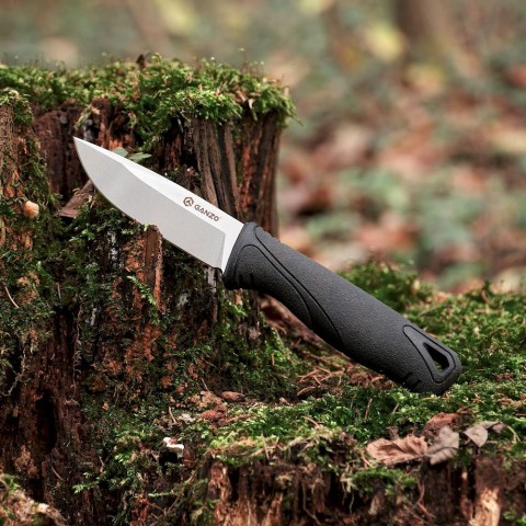 Ніж фіксований туристичний Ganzo G807 (8.8 см) 9CR14 / PP+TPR чорний з чохлом