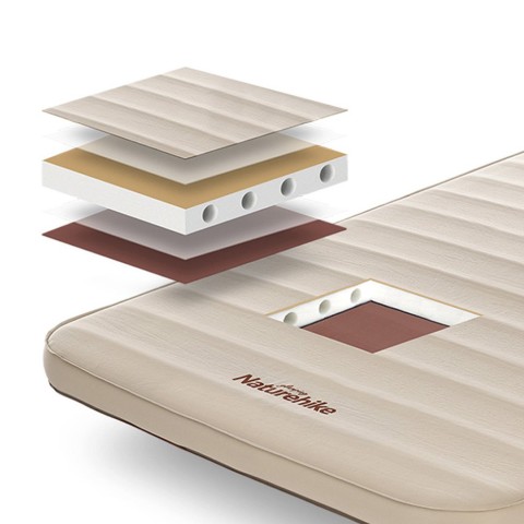 Матрац туристичний самонадувний одномісний Naturehike NH20DZ002, 200x76x6 см, бежевий