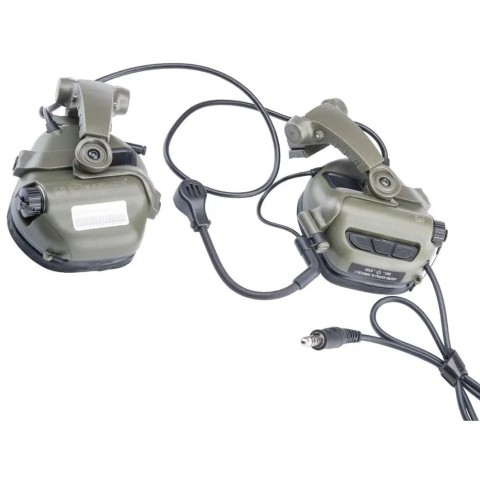 Активні навушники Earmor M32, з тримачем ARC Rails на каску (Мікрофон) green