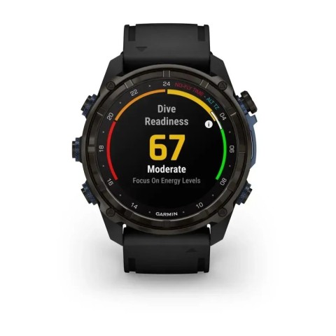 Смарт-годинник Garmin Descent Mk3i (51 мм) карбоново-сірий DLC титановий з чорним силіконовим ремінцем