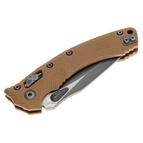 Нож Microtech Amphibian Ram-Lock, клинок Apoc Fluted, рукоять tan G10
