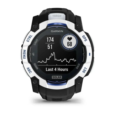 Смарт-годинник Garmin Instinct 3 (50 мм) Solar білий камінь/чорний/синя блискавка