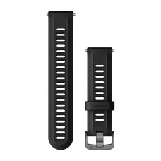 Сменные ремешки для смарт-часов Garmin Forerunner (22 мм) силиконовые, черные с грифельной фурнитурой