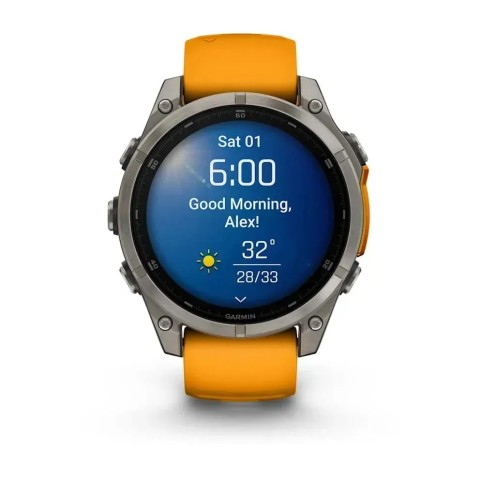 Смарт-часы Garmin fenix 8 AMOLED (47 мм) Sapphire титан оранжевый/графит