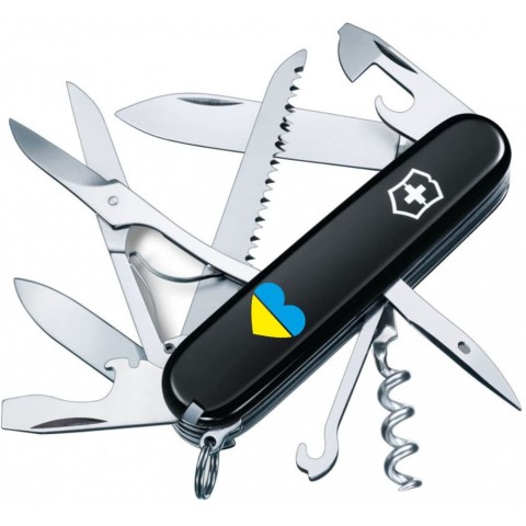 Ніж Victorinox Huntsman Ukraine 91мм,15функ,чорн ,Серце синьо-жовте