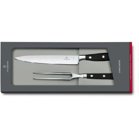 Набір кухонний Victorinox Grand Maitre Carving Set ніж+виделка з чорн. ручкою (20,15см)