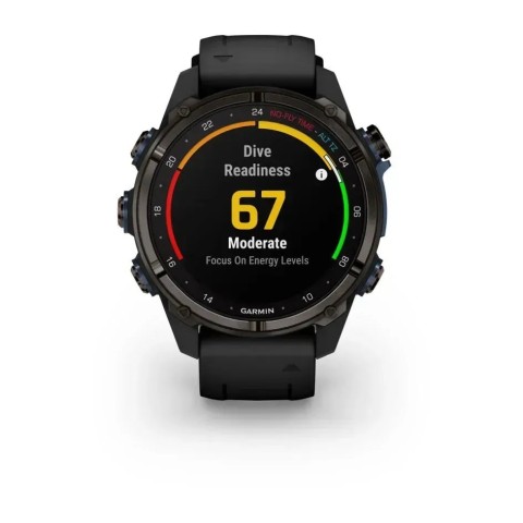 Смарт-годинник Garmin Descent Mk3i (43 мм) карбоново-сірий DLC титановий з чорним силіконовим ремінцем