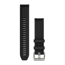 Ремінці для годинника Garmin QuickFit 22 силіконові, чорні зі сріблястою фурнітурою