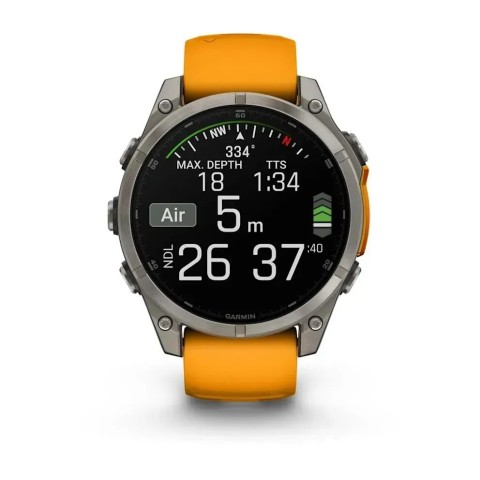 Смарт-годинник Garmin fenix 8 AMOLED (47 мм) Sapphire титан помаранчевий/графіт