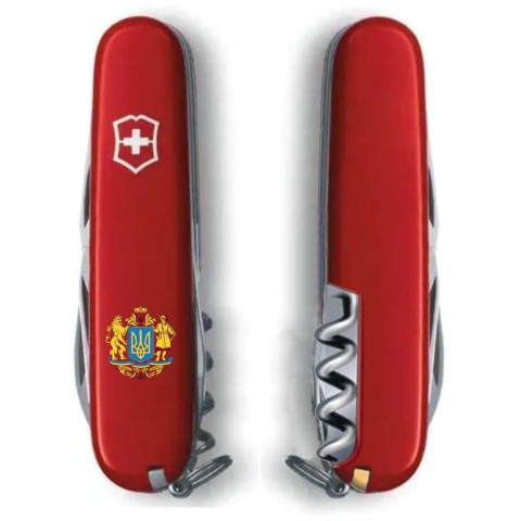 CLIMBER UKRAINE  91мм/14функ/крас /штоп/ножн/крюк /Большой Герб Украины